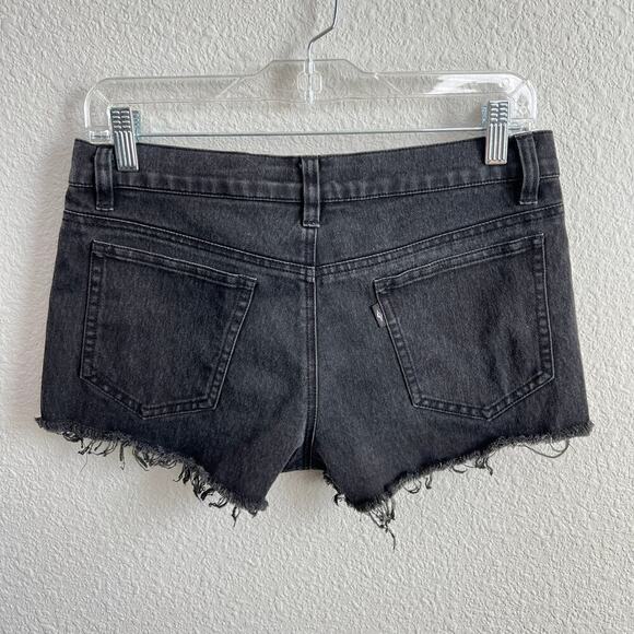 Joyrich Denim Shorts Women's 27 Black Leopard Animal Print Cut Off Mid Rise - Picture 2 of 4